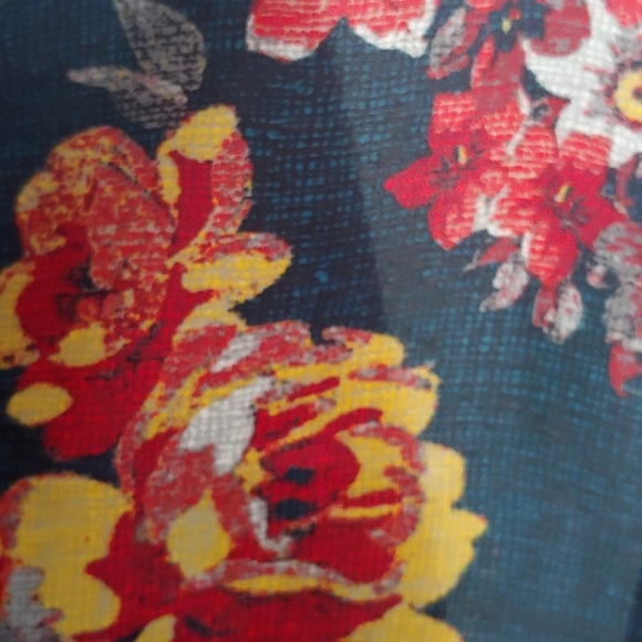UO Sheer Red&Yellow Floral Blouse Kimchi Blue - Picture 5 of 9